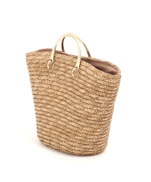 NATURAL BEAUTY BASIC（ナチュラルビューティーベーシック）の「メタルハンドルストロートート（かごバッグ・レディース・ベージュ/ブラック/オフホワイト・ﾌﾘ-）」の14枚目の写真