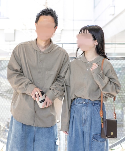 PairPair（ペアペア）の「丸襟コットンリネンシャツ(ユニセックス/リンクアイテム)（シャツ/ブラウス・レディース・アイボリー/モカ・MEDIUM/LARGE）」の4枚目の写真