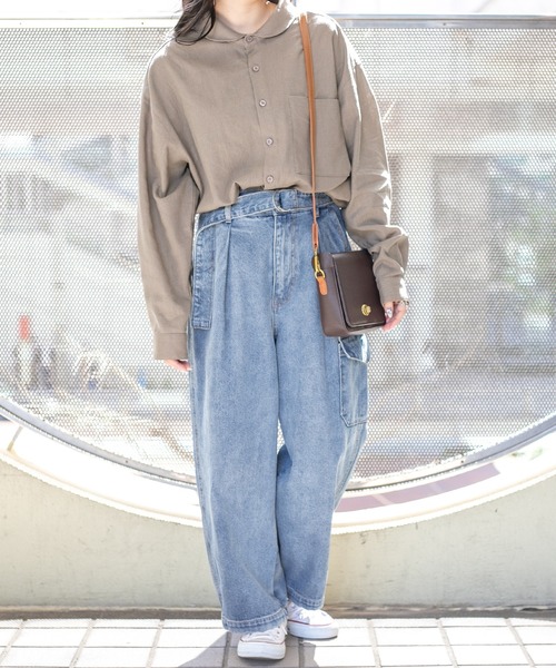 PairPair（ペアペア）の「丸襟コットンリネンシャツ(ユニセックス/リンクアイテム)（シャツ/ブラウス・レディース・アイボリー/モカ・MEDIUM/LARGE）」の16枚目の写真