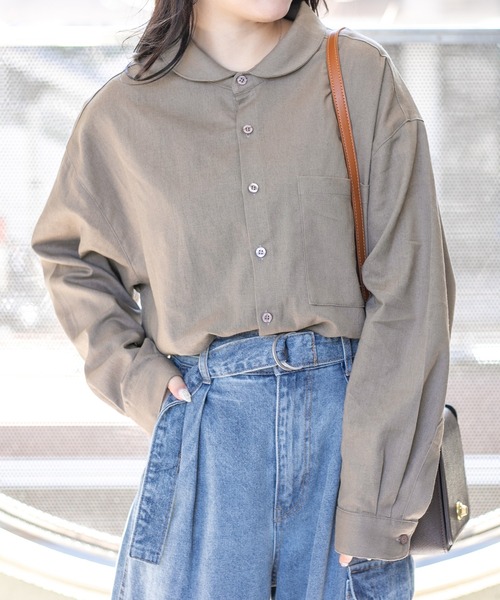 PairPair（ペアペア）の「丸襟コットンリネンシャツ(ユニセックス/リンクアイテム)（シャツ/ブラウス・レディース・アイボリー/モカ・MEDIUM/LARGE）」の18枚目の写真