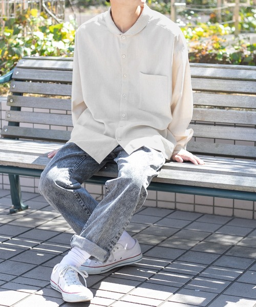 PairPair（ペアペア）の「丸襟コットンリネンシャツ(ユニセックス/リンクアイテム)（シャツ/ブラウス・レディース・アイボリー/モカ・MEDIUM/LARGE）」の17枚目の写真