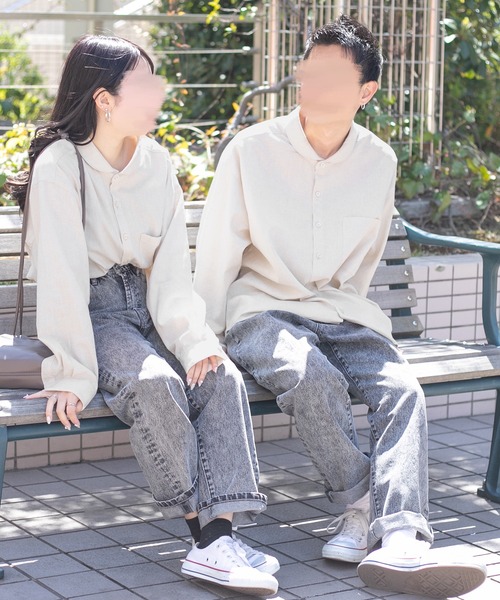 PairPair（ペアペア）の「丸襟コットンリネンシャツ(ユニセックス/リンクアイテム)（シャツ/ブラウス・レディース・アイボリー/モカ・MEDIUM/LARGE）」の19枚目の写真