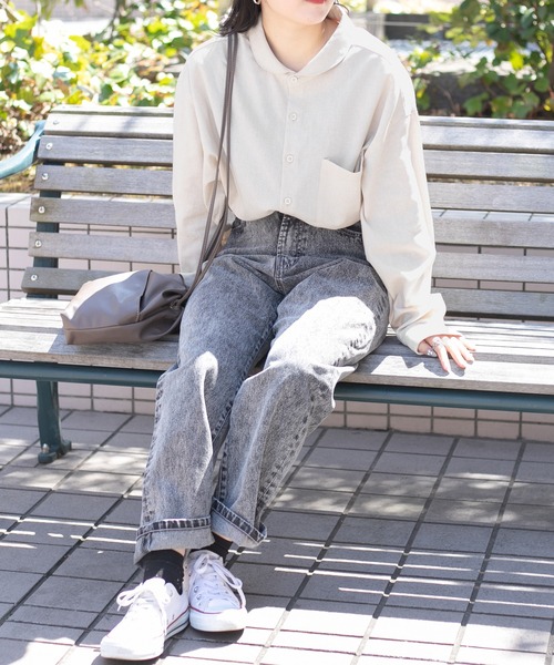 PairPair（ペアペア）の「丸襟コットンリネンシャツ(ユニセックス/リンクアイテム)（シャツ/ブラウス・レディース・アイボリー/モカ・MEDIUM/LARGE）」の22枚目の写真