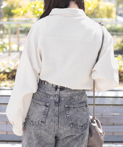 PairPair（ペアペア）の「丸襟コットンリネンシャツ(ユニセックス/リンクアイテム)（シャツ/ブラウス・レディース・アイボリー/モカ・MEDIUM/LARGE）」の15枚目の写真