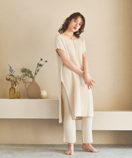 natural couture(ナチュラルクチュール)の「【大人ナチュ】2マイルワッフルセットアップ(セットアップ・レディース・アイボリー/スミクロ/ライトベージュ・FREE)」の5枚目の写真