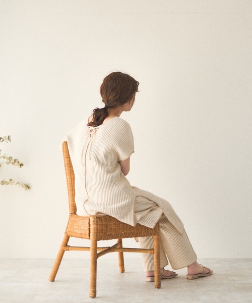 natural couture(ナチュラルクチュール)の「【大人ナチュ】2マイルワッフルセットアップ(セットアップ・レディース・アイボリー/スミクロ/ライトベージュ・FREE)」の10枚目の写真