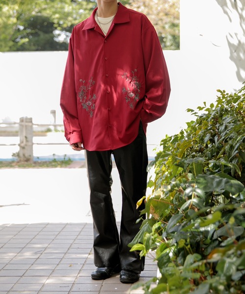 Adoon plain（アドーンプレーン）の「【Adoon plain】フラワー刺繍シャツ（シャツ/ブラウス・メンズ・ブラック/ボルドー/ダークブルー・MEDIUM/LARGE）」の19枚目の写真