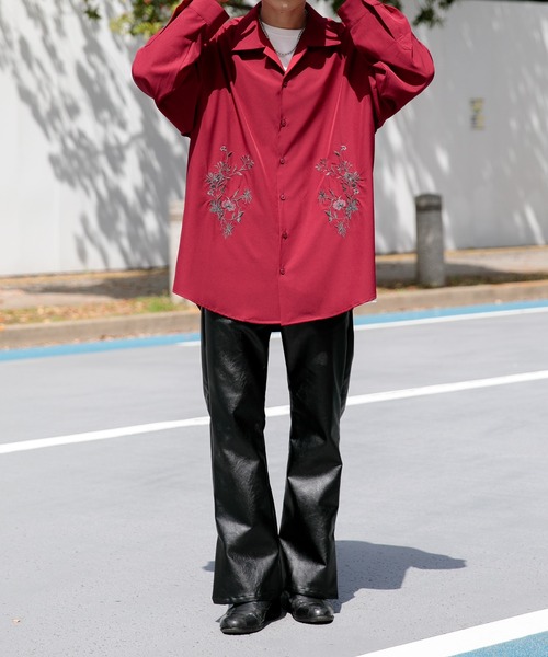 Adoon plain（アドーンプレーン）の「【Adoon plain】フラワー刺繍シャツ（シャツ/ブラウス・メンズ・ブラック/ボルドー/ダークブルー・MEDIUM/LARGE）」の18枚目の写真