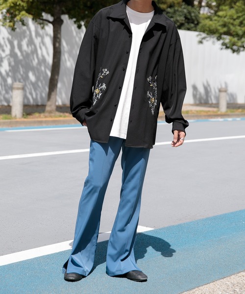 Adoon plain（アドーンプレーン）の「【Adoon plain】フラワー刺繍シャツ（シャツ/ブラウス・メンズ・ブラック/ボルドー/ダークブルー・MEDIUM/LARGE）」の6枚目の写真