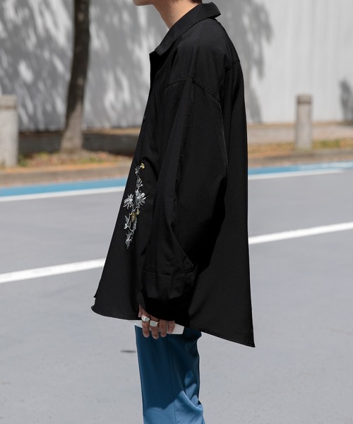 Adoon plain（アドーンプレーン）の「【Adoon plain】フラワー刺繍シャツ（シャツ/ブラウス・メンズ・ブラック/ボルドー/ダークブルー・MEDIUM/LARGE）」の14枚目の写真