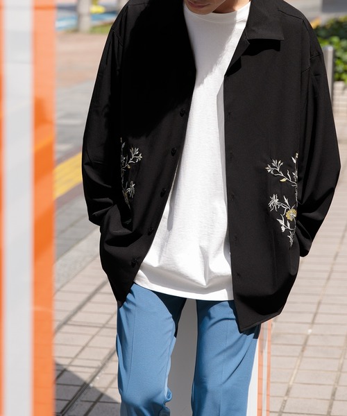 Adoon plain（アドーンプレーン）の「【Adoon plain】フラワー刺繍シャツ（シャツ/ブラウス・メンズ・ブラック/ボルドー/ダークブルー・MEDIUM/LARGE）」の12枚目の写真