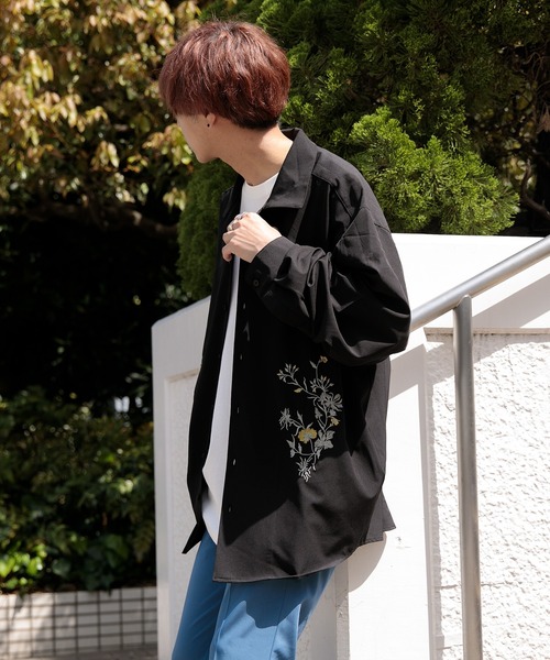 Adoon plain（アドーンプレーン）の「【Adoon plain】フラワー刺繍シャツ（シャツ/ブラウス・メンズ・ブラック/ボルドー/ダークブルー・MEDIUM/LARGE）」の10枚目の写真