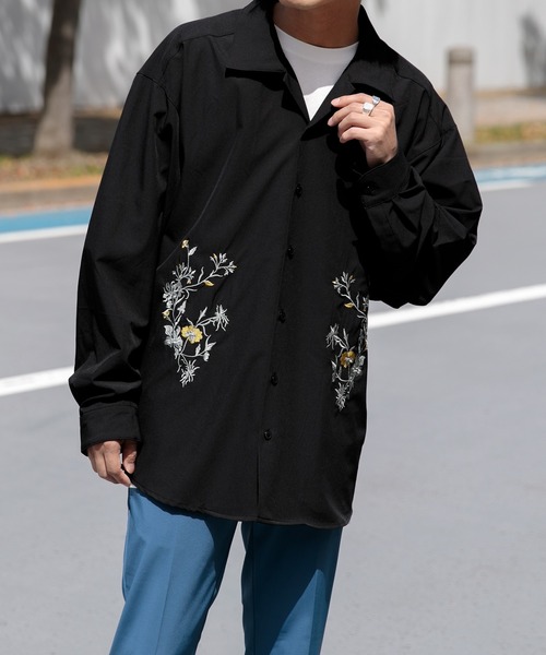 Adoon plain（アドーンプレーン）の「【Adoon plain】フラワー刺繍シャツ（シャツ/ブラウス・メンズ・ブラック/ボルドー/ダークブルー・MEDIUM/LARGE）」の9枚目の写真