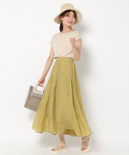 mysty woman(ミスティウーマン)の「シアーフレアスカート 948592(スカート・レディース・チャコールグレー/イエロー/アイボリー・FREE)」の7枚目の写真