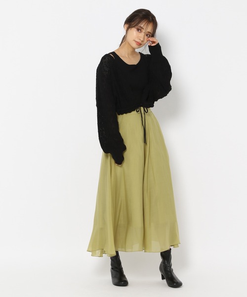 mysty woman(ミスティウーマン)の「シアーフレアスカート 948592(スカート・レディース・チャコールグレー/イエロー/アイボリー・FREE)」の20枚目の写真
