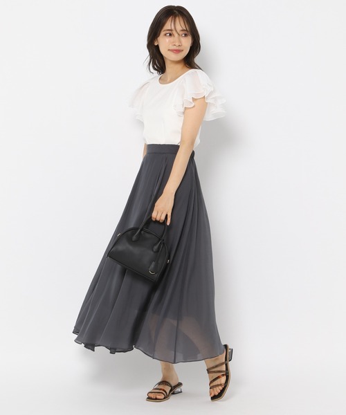 mysty woman(ミスティウーマン)の「シアーフレアスカート 948592(スカート・レディース・チャコールグレー/イエロー/アイボリー・FREE)」の19枚目の写真