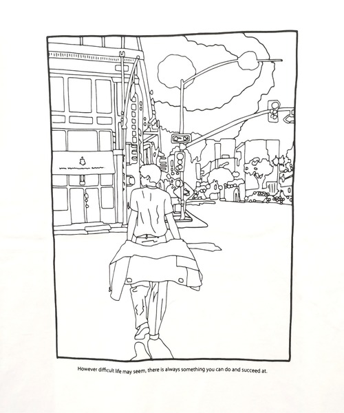 Naked Rust and other POEMS(ネイキッドラストアンドアザーポエムス)の「フロント ワンポイント バック イラストプリント 裾ワンポイント コットン 半袖 Tシャツ(Tシャツ/カットソー・メンズ・ホワイト/グレイッシュブルー/ブラック・M/L)」の9枚目の写真