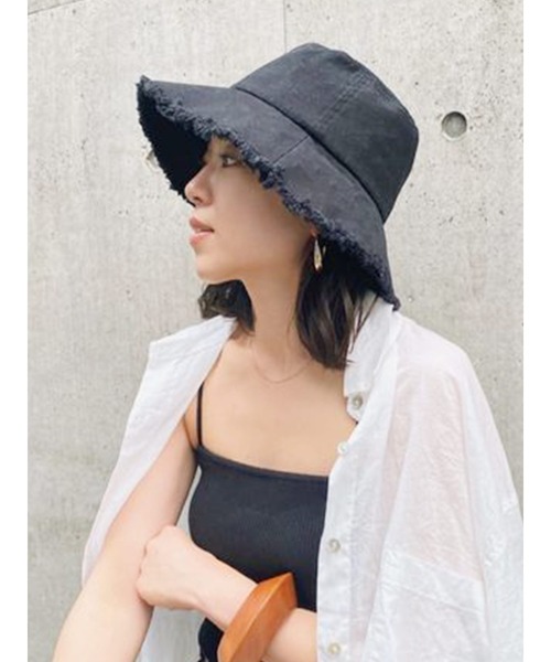 Ungrid（アングリッド）の「キャンバスバケットハット（ハット・レディース・ブラック/モカ/アイボリー・FREE）」の4枚目の写真