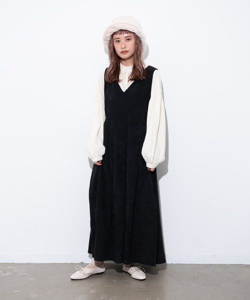 MERLOT(メルロー)の「サロペットスカート(ジャンパースカート・レディース・ブラック・FREE)」の4枚目の写真