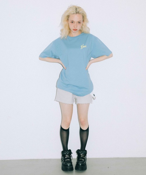 X-girl(エックスガール)の「BASIC HIGH-WAISTED SHORT PANTS(その他パンツ・レディース・ブラック/ライトインディゴブルー/ライトグレー・XS/S/M)」の9枚目の写真