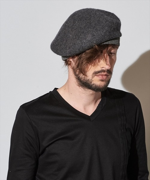 NO ID.（ノーアイディ）の「ホールリブウールベレー（ハンチング/ベレー帽・メンズ・ブラック/グレー/ベージュ/ワイン・ONE SIZE）」の3枚目の写真