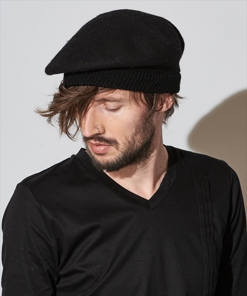 NO ID.（ノーアイディ）の「ホールリブウールベレー（ハンチング/ベレー帽・メンズ・ブラック/グレー/ベージュ/ワイン・ONE SIZE）」の2枚目の写真