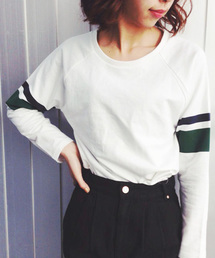 Kastane | 【Kastane】ミニ裏毛ライン袖T(Tシャツ/カットソー)