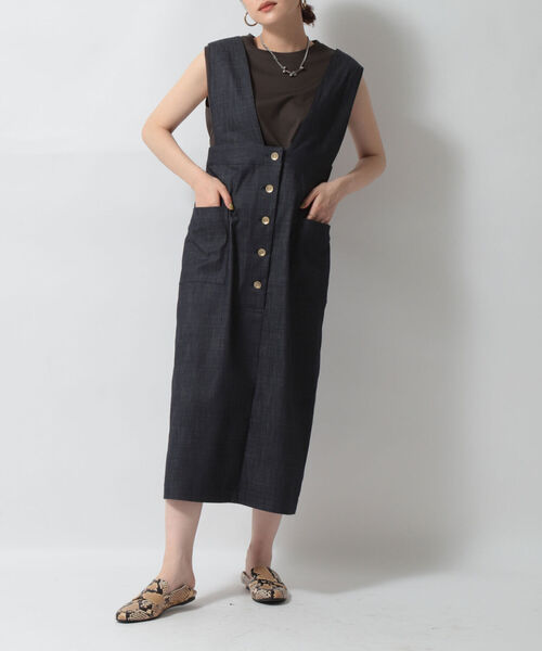 NOLLEY’S（ノーリーズ）の「スラブデニムジャンスカ（ワンピース・レディース・インディゴブルー・38/36）」の3枚目の写真