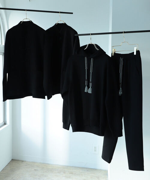 BEAMS LIGHTS（ビームスライツ）の「BEAMS LIGHTS / ダンボールニット マンダリンカラージャケット (セットアップ対応/ワンマイルウェア/ルームウェア)（ノーカラージャケット・メンズ・チャコールグレー/ブラック・SMALL/MEDIUM/LARGE）」の6枚目の写真