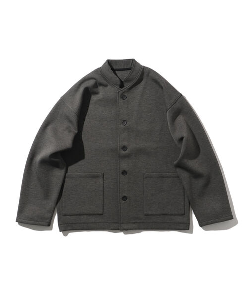 BEAMS LIGHTS（ビームスライツ）の「BEAMS LIGHTS / ダンボールニット マンダリンカラージャケット (セットアップ対応/ワンマイルウェア/ルームウェア)（ノーカラージャケット・メンズ・チャコールグレー/ブラック・SMALL/MEDIUM/LARGE）」の7枚目の写真