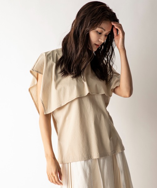 MILLION CARATS（ミリオンカラッツ）の「【STYLE4】シルケット ケープTシャツ（Tシャツ/カットソー・レディース・ベージュ/オフホワイト/ブラック・FREE）」の10枚目の写真