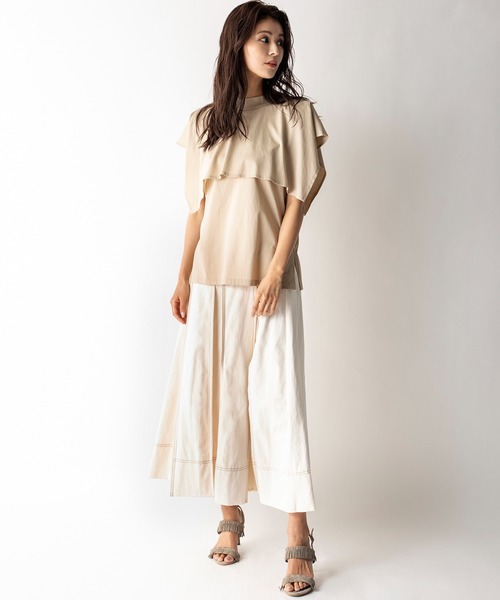 MILLION CARATS（ミリオンカラッツ）の「【STYLE4】シルケット ケープTシャツ（Tシャツ/カットソー・レディース・ベージュ/オフホワイト/ブラック・FREE）」の20枚目の写真