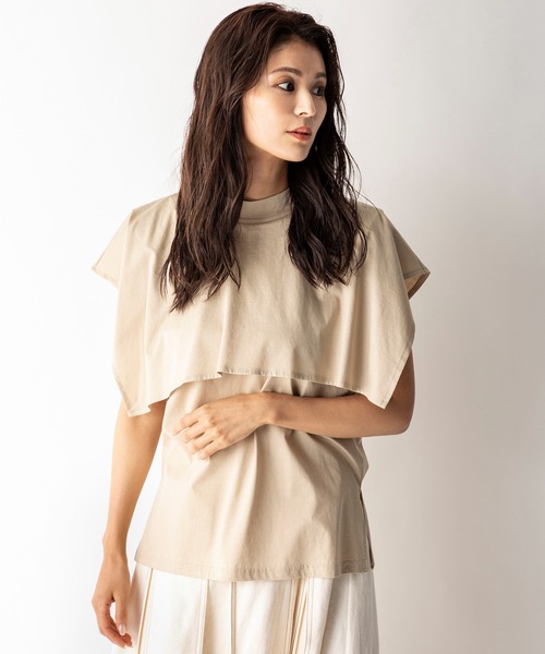 MILLION CARATS（ミリオンカラッツ）の「【STYLE4】シルケット ケープTシャツ（Tシャツ/カットソー・レディース・ベージュ/オフホワイト/ブラック・FREE）」の4枚目の写真