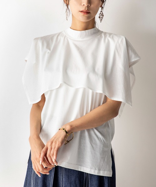 MILLION CARATS（ミリオンカラッツ）の「【STYLE4】シルケット ケープTシャツ（Tシャツ/カットソー・レディース・ベージュ/オフホワイト/ブラック・FREE）」の18枚目の写真