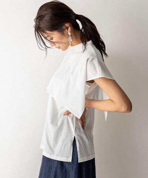 MILLION CARATS（ミリオンカラッツ）の「【STYLE4】シルケット ケープTシャツ（Tシャツ/カットソー・レディース・ベージュ/オフホワイト/ブラック・FREE）」の16枚目の写真