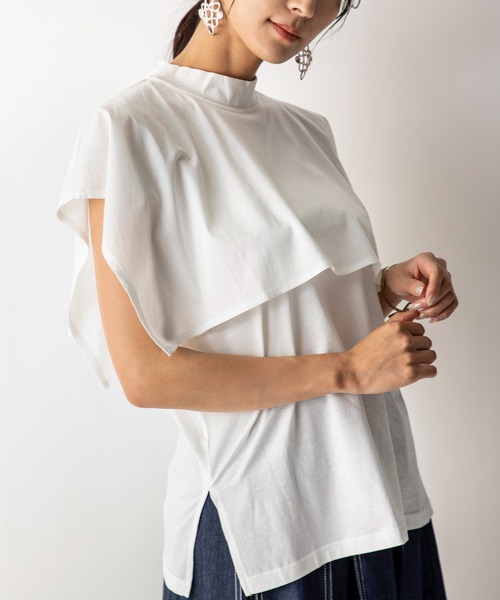 MILLION CARATS（ミリオンカラッツ）の「【STYLE4】シルケット ケープTシャツ（Tシャツ/カットソー・レディース・ベージュ/オフホワイト/ブラック・FREE）」の6枚目の写真