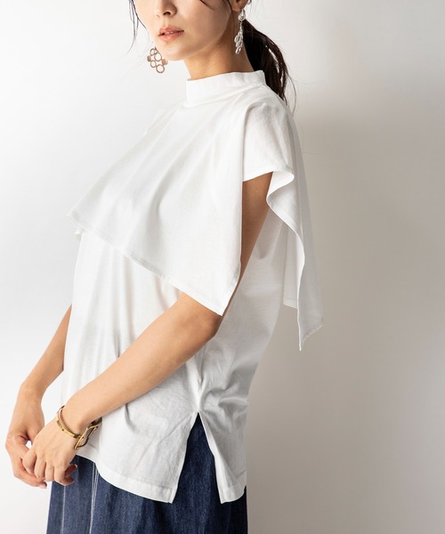 MILLION CARATS（ミリオンカラッツ）の「【STYLE4】シルケット ケープTシャツ（Tシャツ/カットソー・レディース・ベージュ/オフホワイト/ブラック・FREE）」の13枚目の写真