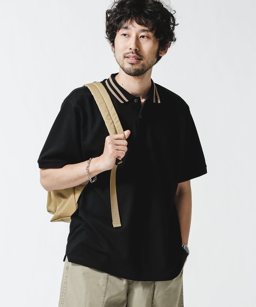 NANO universe（ナノユニバース）の「ラインリブカノコポロシャツ（ポロシャツ・メンズ・ネイビー/ブラック/ホワイト・XL/L/M/S）」の2枚目の写真