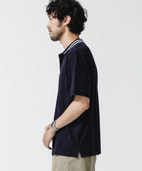 NANO universe（ナノユニバース）の「ラインリブカノコポロシャツ（ポロシャツ・メンズ・ネイビー/ブラック/ホワイト・XL/L/M/S）」の4枚目の写真