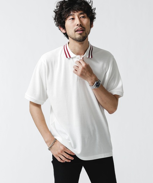 NANO universe（ナノユニバース）の「ラインリブカノコポロシャツ（ポロシャツ・メンズ・ネイビー/ブラック/ホワイト・XL/L/M/S）」の9枚目の写真