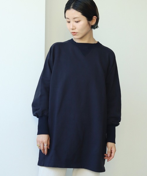 note et silence （ノートエシロンス）の「et sort. 甘撚り裏毛　ロングスウェット（スウェット・レディース・ネイビー/カーキ/キナリ・FREE）」の3枚目の写真