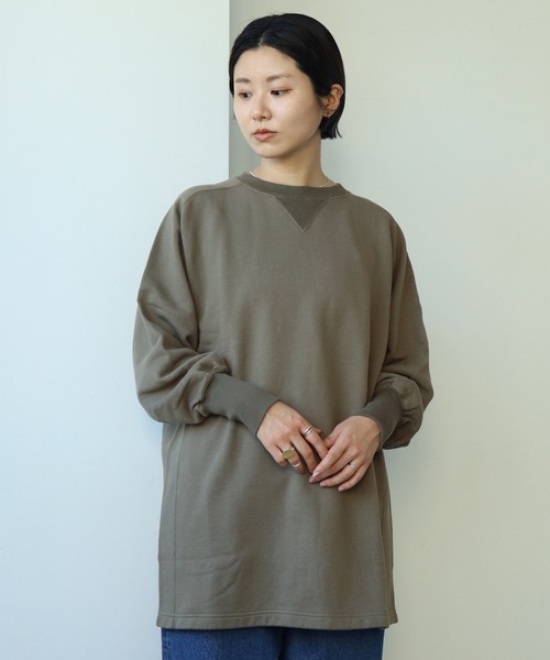 note et silence （ノートエシロンス）の「et sort. 甘撚り裏毛　ロングスウェット（スウェット・レディース・ネイビー/カーキ/キナリ・FREE）」の15枚目の写真