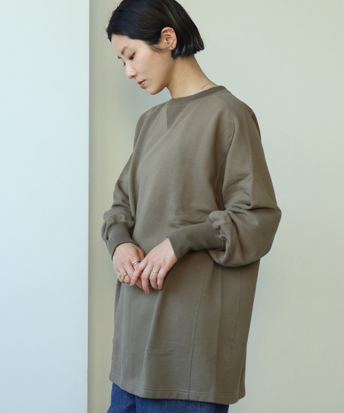 note et silence （ノートエシロンス）の「et sort. 甘撚り裏毛　ロングスウェット（スウェット・レディース・ネイビー/カーキ/キナリ・FREE）」の16枚目の写真