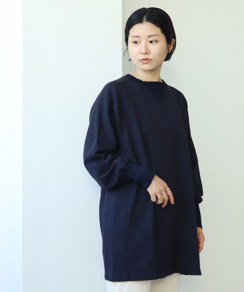 note et silence （ノートエシロンス）の「et sort. 甘撚り裏毛　ロングスウェット（スウェット・レディース・ネイビー/カーキ/キナリ・FREE）」の5枚目の写真