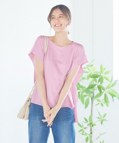 LIPSTAR(リップスター)の「シルケットライクチュニックTシャツ(Tシャツ/カットソー・レディース・ブラック/オフホワイト/ピンク/ブルー・M)」の4枚目の写真