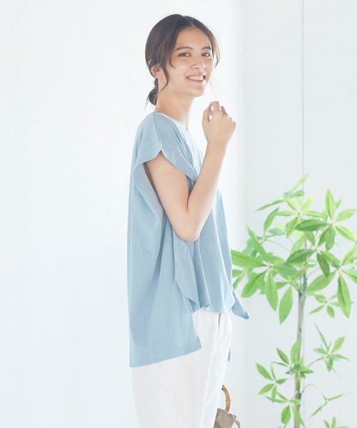 LIPSTAR(リップスター)の「シルケットライクチュニックTシャツ(Tシャツ/カットソー・レディース・ブラック/オフホワイト/ピンク/ブルー・M)」の3枚目の写真