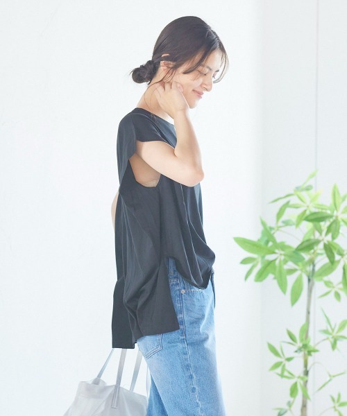 LIPSTAR(リップスター)の「シルケットライクチュニックTシャツ(Tシャツ/カットソー・レディース・ブラック/オフホワイト/ピンク/ブルー・M)」の13枚目の写真