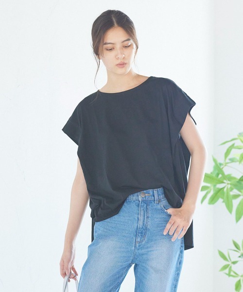 LIPSTAR(リップスター)の「シルケットライクチュニックTシャツ(Tシャツ/カットソー・レディース・ブラック/オフホワイト/ピンク/ブルー・M)」の22枚目の写真