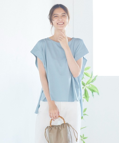 LIPSTAR(リップスター)の「シルケットライクチュニックTシャツ(Tシャツ/カットソー・レディース・ブラック/オフホワイト/ピンク/ブルー・M)」の10枚目の写真