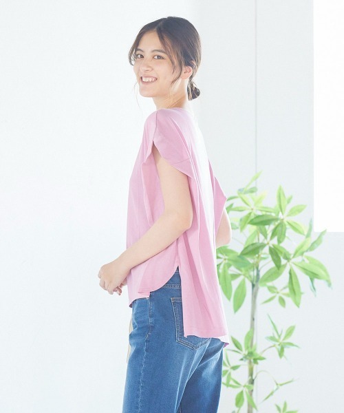 LIPSTAR(リップスター)の「シルケットライクチュニックTシャツ(Tシャツ/カットソー・レディース・ブラック/オフホワイト/ピンク/ブルー・M)」の8枚目の写真
